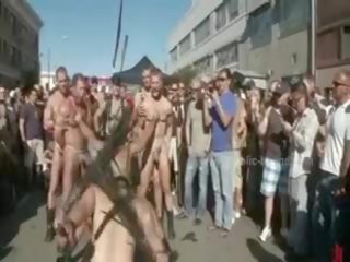 Public Plaza With Stripped Men Prepared For Wild Coarse Violent Gay Group porn film